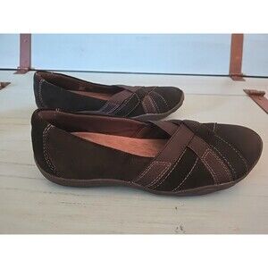 Clarks Collection Women's Shoes Sz 6.5 Black Suede Loafer Ballet Flat Haley Jay